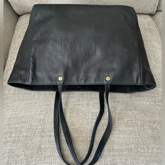 ✨FEED Help Feed the Children of the World Black 100% Leather Tote Shopper No. 1 - Picture 7 of 16